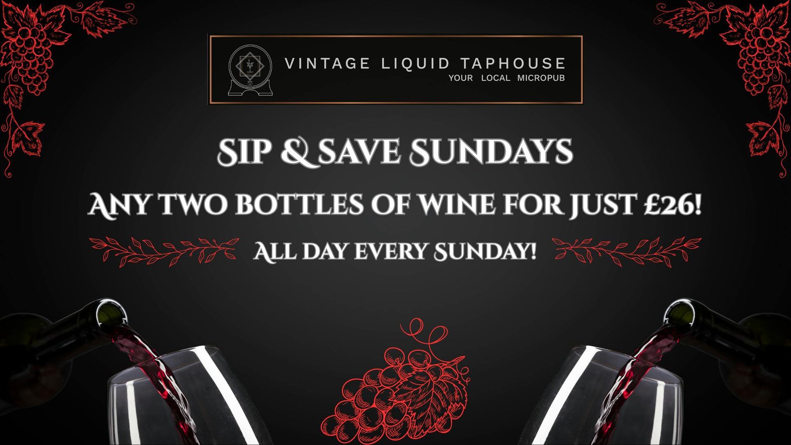 Sip & Save Sunday at Vintage Liquid Taphouse in Burntwood